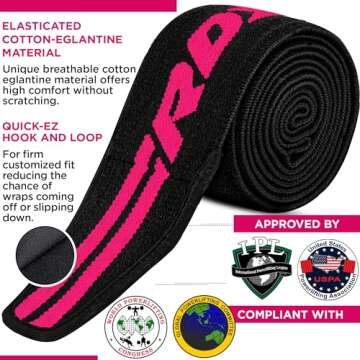 RDX Knee Wraps for Weightlifting, 78” Elasticated Straps Power Lifting Leg Press Support Gym Fitne...