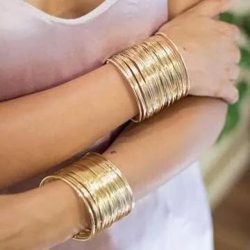 Stylish MOZAKA Cuff Bangle Bracelet Set for Women