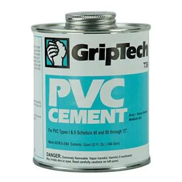 GripTech Heavy Bodied PVC Cement - Exceptionally Fast Setting Glue 1 Quart Can (32oz) Gray