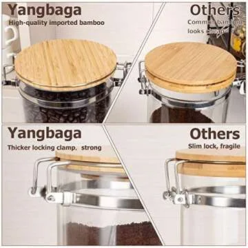Yangbaga 2Pcs Coffee Sugar Canisters with Shelf, 58OZ Plastics Storage Containers for Ground Coffee Bean Storage with Lid Locking Clamp&Coffee Scoop, Food Storage Jar for Kitchen