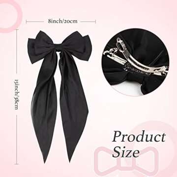3 PCS Black, White, Pink Bow Hair Clips - Barrettes and Ribbons for Cute Accessories