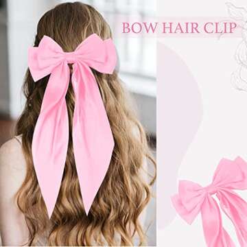 3 PCS Black, White, Pink Bow Hair Clips - Barrettes and Ribbons for Cute Accessories