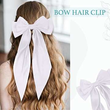 3 PCS Black, White, Pink Bow Hair Clips - Barrettes and Ribbons for Cute Accessories