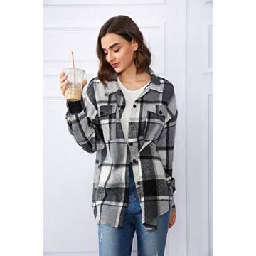 Flannel Shacket for Women - Trendy & Cozy Grey