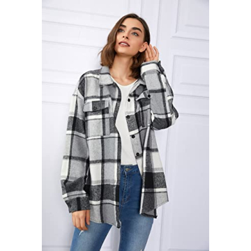 Flannel Shacket for Women - Trendy & Cozy Grey