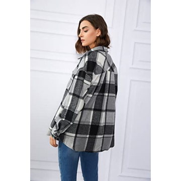 Flannel Shacket for Women - Trendy & Cozy Grey