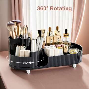 Makeup Organizer Countertop Rotating Makeup Organizer for Vanity Large Capacity Cosmetic Display Cas...