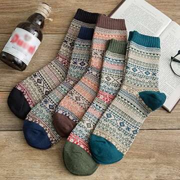 Pleneal 5 Pack Thick Soft Winter Wool Socks for Women - Cozy Knit Boots Socks