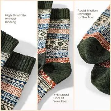 Pleneal Cozy Knit Women Wool Socks - 5 Pack