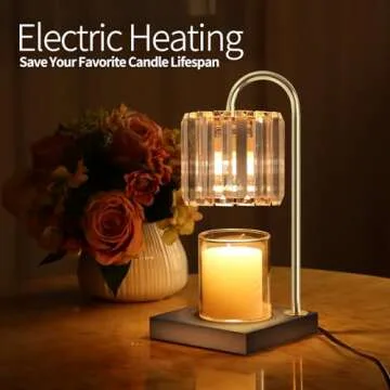 Candle Warmer Lamp, Wax Warmer Lamp Candle Lamp Timer & Dimmer 7-Levels, Compatible Most Jar Candles, Candle Top Melting, Cystal Candle Heater Lamp for Scented Wax, Elegant Home Decoration, Black