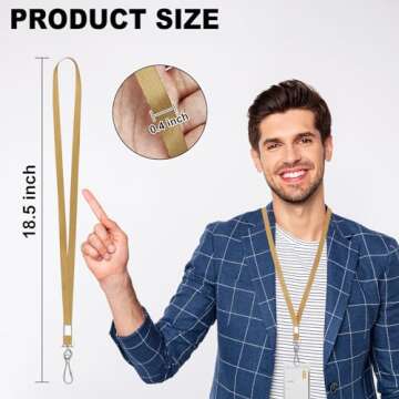 Gold Lanyards Bulk 50 packs Lanyards for ID Badges,Lanyards with Swivel Hook Clips for Name Tag Lany...