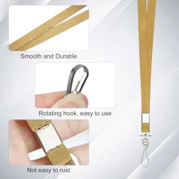Gold Lanyards Bulk 50 packs Lanyards for ID Badges,Lanyards with Swivel Hook Clips for Name Tag Lanyard ID Holder