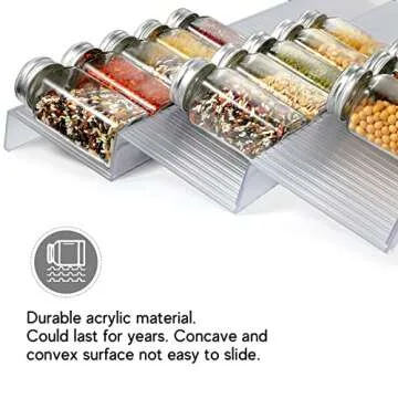 VANGAY Spice Drawer Organizer, 4 Tier- 8Pack Clear Acrylic Drawer Spice Rack, Spice Organization for Drawer,Spice Rack for Kitchen Drawers (Expands from 11'' to 22'')