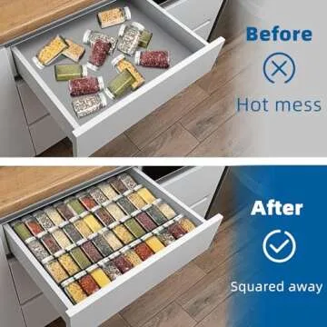 VANGAY Spice Drawer Organizer, 4 Tier- 8Pack Clear Acrylic Drawer Spice Rack, Spice Organization for Drawer,Spice Rack for Kitchen Drawers (Expands from 11'' to 22'')