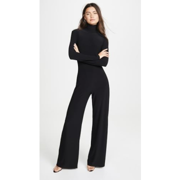 Norma Kamali Long Sleeve Turtleneck Jumpsuit, Black