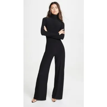 Norma Kamali Long Sleeve Turtleneck Jumpsuit, Black