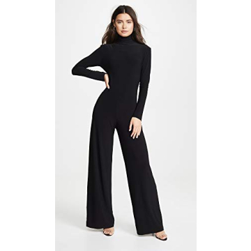 Norma Kamali Long Sleeve Turtleneck Jumpsuit, Black