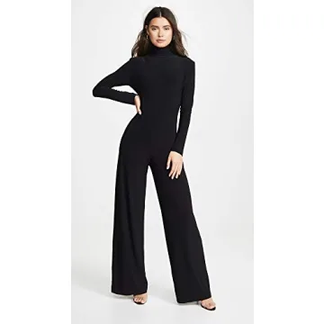 Norma Kamali Long Sleeve Turtleneck Jumpsuit, Black