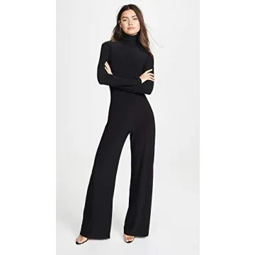 Norma Kamali Long Sleeve Turtleneck Jumpsuit, Black