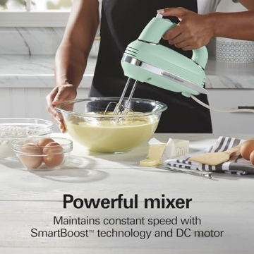 Hamilton Beach Retro Hand Mixer Powerful Quiet DC Motor