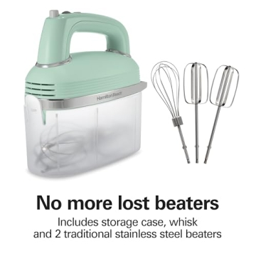 Hamilton Beach Retro Hand Mixer Powerful Quiet DC Motor