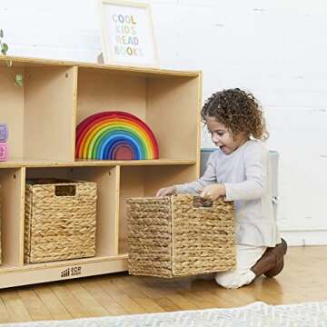 ECR4Kids 5-Compartment Mobile Storage Cabinet, 30in, Classroom Furniture, Natural