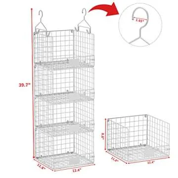 Jautokerdar 4 Tiers Closet Shelves Stackable Organizer with Name Plate S Hooks, Wall Mount & Cabinet Wire Storage Basket Bins, for Clothing Sweaters Handbags Clutches Accessories