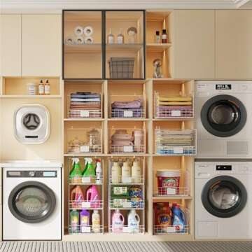 Jautokerdar 4 Tiers Closet Shelves Stackable Organizer with Name Plate S Hooks, Wall Mount & Cabinet Wire Storage Basket Bins, for Clothing Sweaters Handbags Clutches Accessories