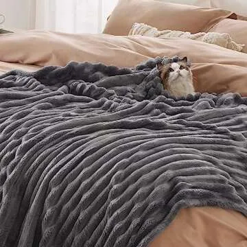 Bedsure Grey Fleece Throw Blanket for Couch - Super Soft Cozy Blankets for Women, Cute Small Throws for Girls, 50x60 Inches