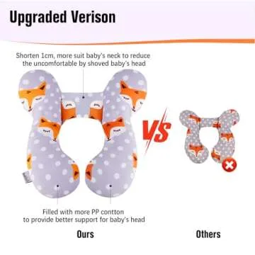 KAKIBLIN Baby Travel Pillow,Baby Neck Pillows for Car Seat,Upgraded Baby Head Pillow,Toddler Head and Neck Baby Support Pillow for Car Seat, Pushchair,Travel (Gray Fox)