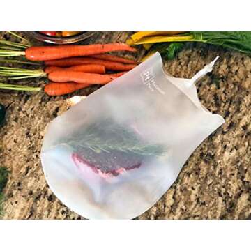 Platinum Pure,Reusable Sous Vide Bags,Set of 2 BPA Free Bags for Sous Vide Cooking,100% Pure LFGB PLATINUM SILICONE with NO FILLERS,Compatible with all immersion circulators, Gourmia, and more