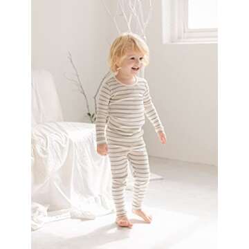 AVAUMA Baby Boys Girls Pajama Set 6M-7T Kids Cute Toddler Snug fit Pjs Cotton Sleepwear (Stripe_Gray Small)