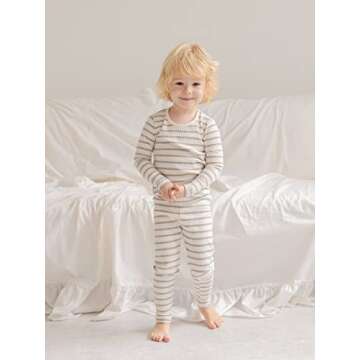 AVAUMA Baby Boys Girls Pajama Set 6M-7T Kids Cute Toddler Snug fit Pjs Cotton Sleepwear (Stripe_Gray Small)