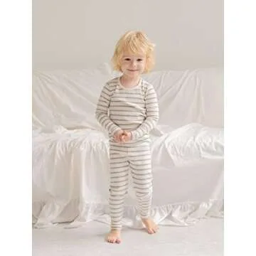 AVAUMA Baby Boys Girls Pajama Set 6M-7T Kids Cute Toddler Snug fit Pjs Cotton Sleepwear (Stripe_Gray Small)