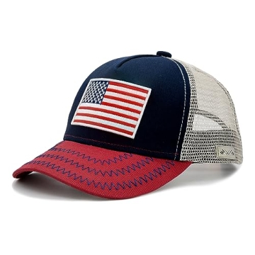 Waldeal Boys' American Flag Hat, Adjustable Mesh Baseball USA Flags Trucker Cap for Toddler Red