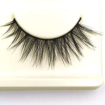 Imported Korea Fiber Faux Mink False Eye lashes Handmade Reusable Long Cross Volume Dramatic Lashes Natural Look Makeup Thick Black Fake EyeLashes