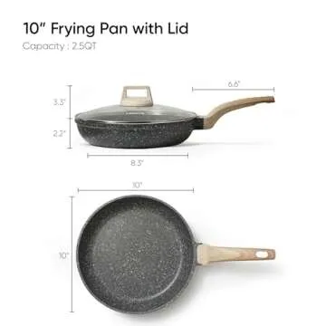 CAROTE Nonstick Frying Pan Skillet – Eco-Friendly Granite with Glass Lid, 10-Inch Cookware
