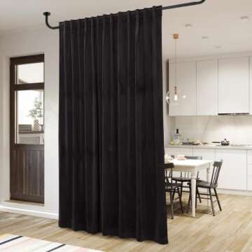 StangH Black Backdrop Curtains 96 inches Long - Thermal Insulated Velvet Drapes for Sliding Door, Bl...