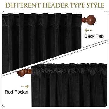 StangH Black Velvet Curtains 96in - Blackout & Insulated