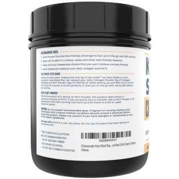 16oz Cheesecake Keto Meal Replacement Shake - Low Carb Keto Protein Powder Mix, High Fat Protein Shake with MCTs from Coconut Oil Powder, Collagen Peptides and Real USA Cream Cheese - 2 Net Carbs