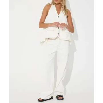 Kedera Women's Tie Up Denim Vest Button Down Backless Denim Tank Top V Neck Sexy Loose Fashion Cropped Vest