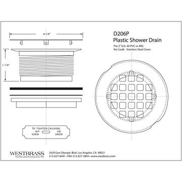 Westbrass D206P-12 Stylish Shower Drain With Easy Install