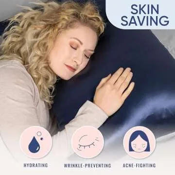 Blissy Silk Pillowcase - 100% Pure Mulberry Silk - 22 Momme 6A High-Grade Fibers - Silk Pillow Cover for Hair & Skin - Regular, Queen & King with Hidden Zipper (Standard, Blue)