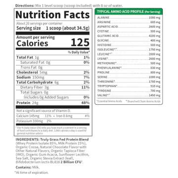 Garden of Life Sport Whey Protein Powder Chocolate, Premium Grass Fed Whey Protein Isolate Plus Probiotics for Immune System Health, 24g Protein, Non GMO, Gluten Free, Cold Processed - 20 Servings