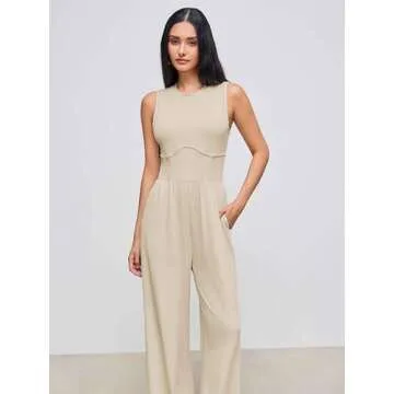 CIDER Women Sleeveless Wide Leg Jumpsuit with Pockets