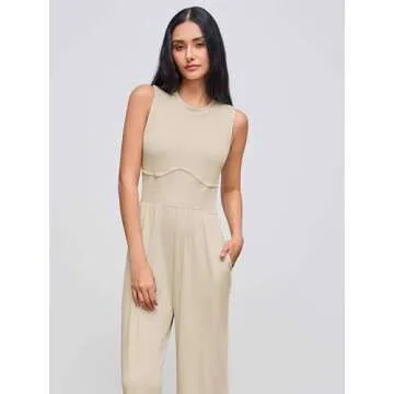 CIDER Women Sleeveless Wide Leg Jumpsuit with Pockets