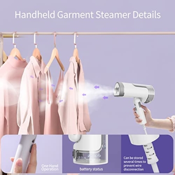 BUSYPIGGY Travel Clothes Steamer 1200w for Easy Wrinkle Removal