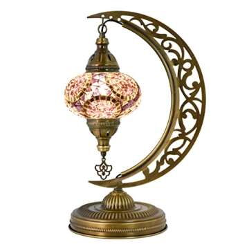 Mozaist Turkish Mosaic Moon Shape Table Lamp - Handmade Decor