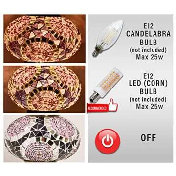 Mozaist Turkish Mosaic Moon Shape Table Lamp - Handmade Decor