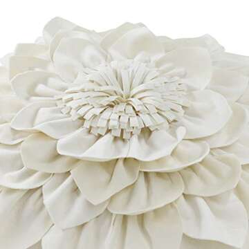 OiseauVoler 3D Flower Decorative Throw Pillow Covers Floral Pillow Shams Soft Velvet Pillowcases Home Sofa Car Bed Room Decor 18 x 18 Inches Cream White